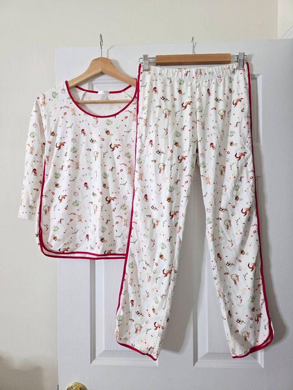 LAKE Pajamas XS Pima Cotton Holiday Christmas Print Long Sleeve PJ Set